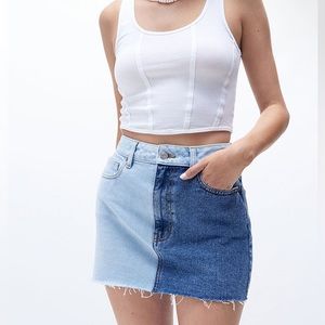 Pacsun Distressed Panel Ultra High Waisted Denim Mini Skirt Size XS